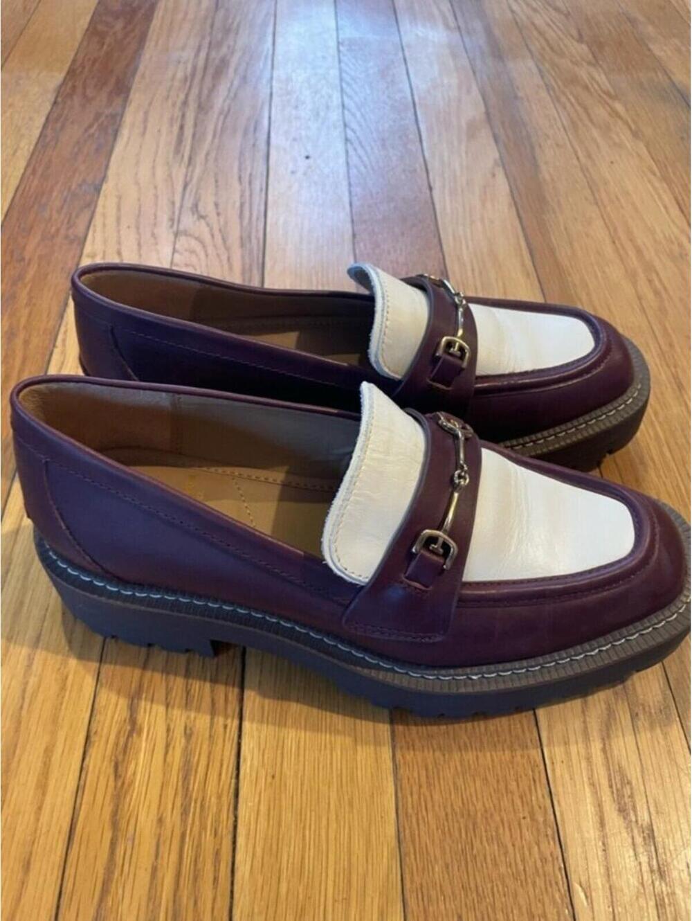 Sam Edelman Women's Laurs Lug Sole Shoe Two Tone Burgundy Cream US 7 - Picture 4 of 15